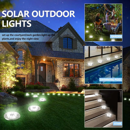 Professional Solar Ground Lights for Outdoor Decoration - 12 LED Waterproof Solar Disk Lights for Gardens, Pathways, Lawns, and Patios