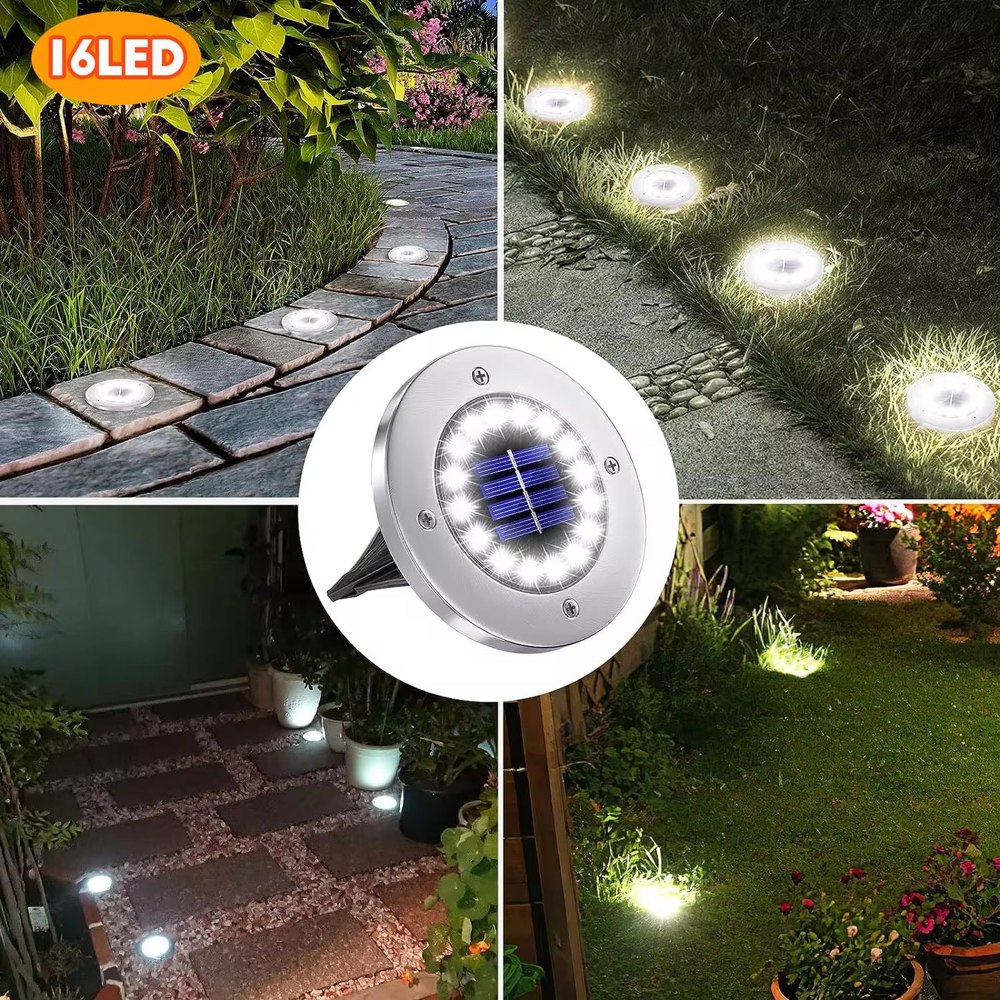 Professional Solar Ground Lights for Outdoor Decoration - 12 LED Waterproof Solar Disk Lights for Gardens, Pathways, Lawns, and Patios