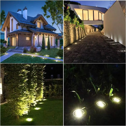 Professional Solar Ground Lights for Outdoor Decoration - 12 LED Waterproof Solar Disk Lights for Gardens, Pathways, Lawns, and Patios