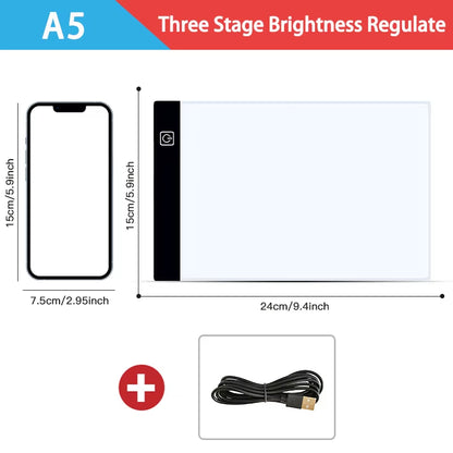 Dimmable LED Drawing and Copy Pad Board for A3/A4/A5 Sizes - Educational Creative Gift for Children