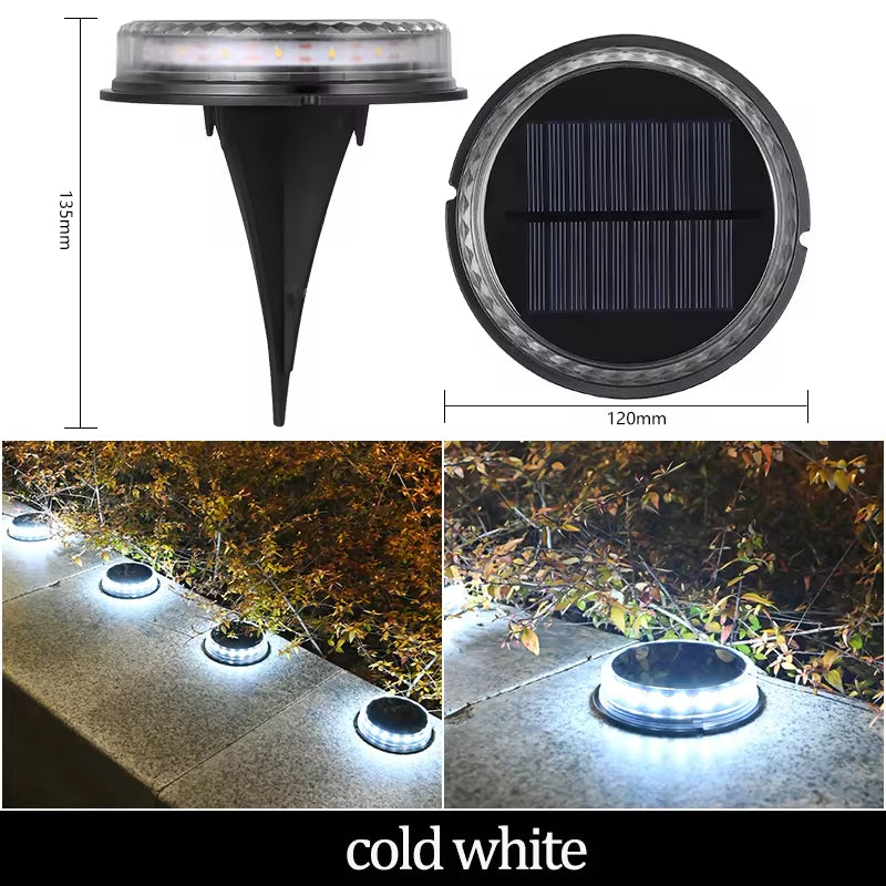 Professional Solar Ground Lights for Outdoor Decoration - 12 LED Waterproof Solar Disk Lights for Gardens, Pathways, Lawns, and Patios