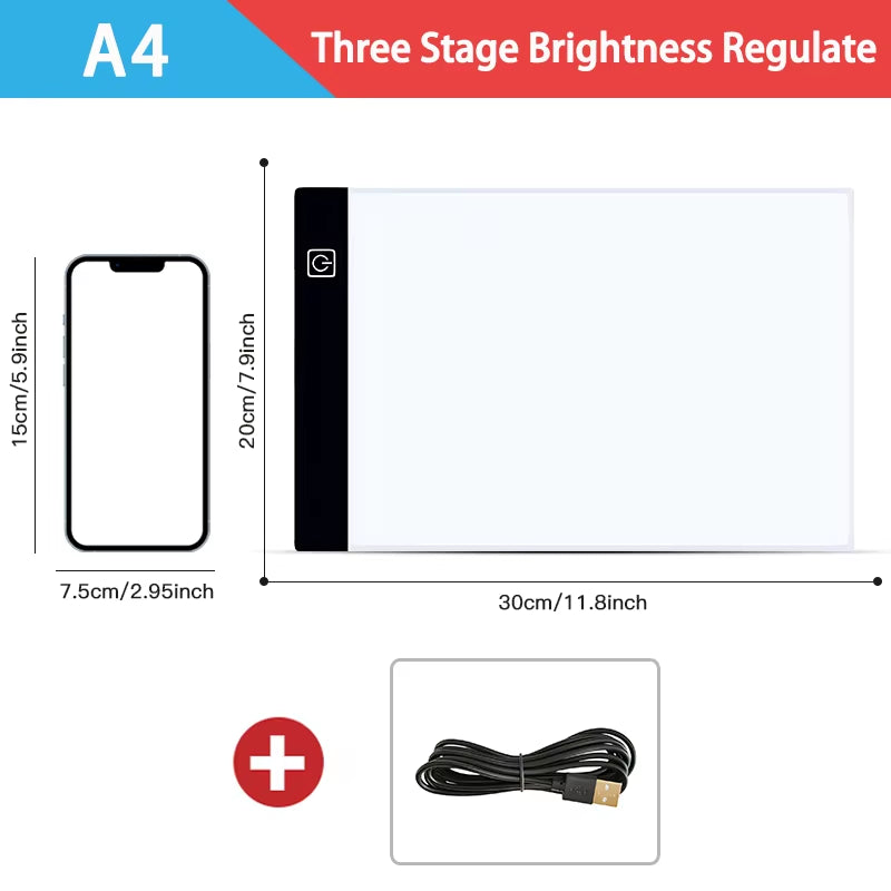 Dimmable LED Drawing and Copy Pad Board for A3/A4/A5 Sizes - Educational Creative Gift for Children