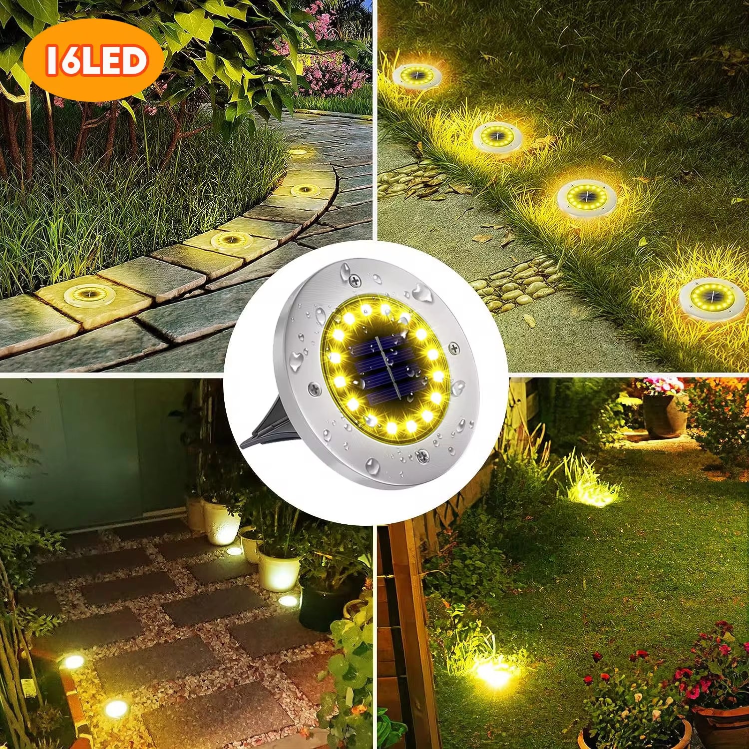 Professional Solar Ground Lights for Outdoor Decoration - 12 LED Waterproof Solar Disk Lights for Gardens, Pathways, Lawns, and Patios