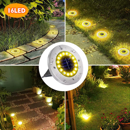 Professional Solar Ground Lights for Outdoor Decoration - 12 LED Waterproof Solar Disk Lights for Gardens, Pathways, Lawns, and Patios