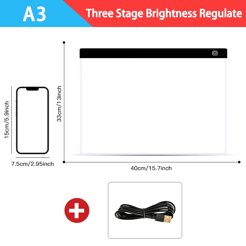 Dimmable LED Drawing and Copy Pad Board for A3/A4/A5 Sizes - Educational Creative Gift for Children