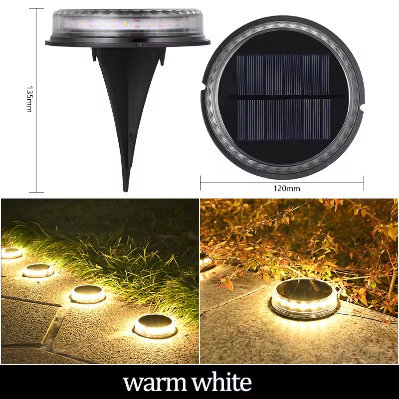 Professional Solar Ground Lights for Outdoor Decoration - 12 LED Waterproof Solar Disk Lights for Gardens, Pathways, Lawns, and Patios