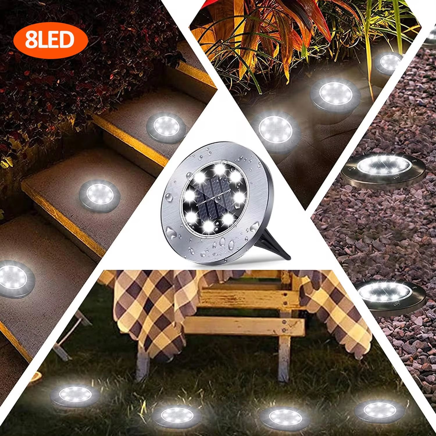 Professional Solar Ground Lights for Outdoor Decoration - 12 LED Waterproof Solar Disk Lights for Gardens, Pathways, Lawns, and Patios