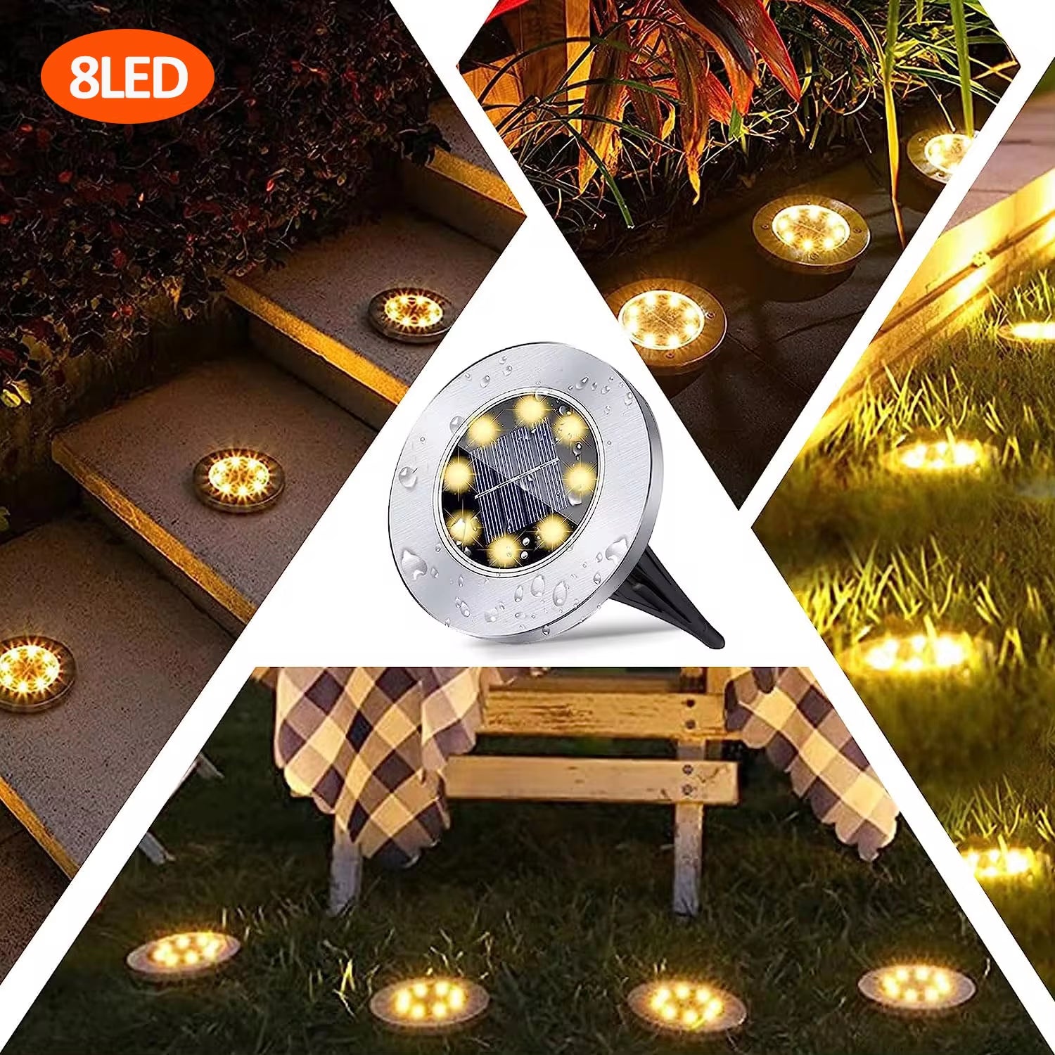 Professional Solar Ground Lights for Outdoor Decoration - 12 LED Waterproof Solar Disk Lights for Gardens, Pathways, Lawns, and Patios